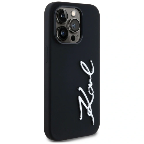 Buy Karl Lagerfeld Silicone Metal Script Logo Apple iPhone 14 Pro black - KLD21967 - {ean13} - Home Screen Store Europe