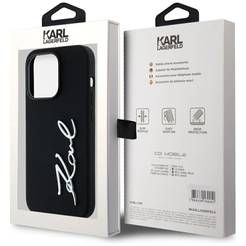 Buy Karl Lagerfeld Silicone Metal Script Logo Apple iPhone 14 Pro black - KLD21967 - {ean13} - Home Screen Store Europe