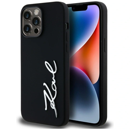 Kup Karl Lagerfeld Silikonový kovový nápisový logo Apple iPhone 14 Pro Max černý - KLD21968 - {ean13} - Sklep Home Screen