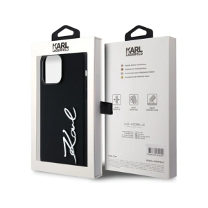 Kup Karl Lagerfeld Silikonový kovový nápisový logo Apple iPhone 14 Pro Max černý - KLD21968 - {ean13} - Sklep Home Screen