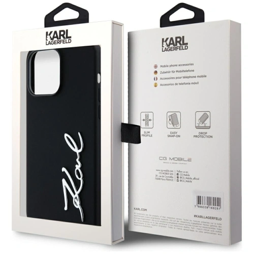 Kup Karl Lagerfeld Silikonový kovový nápisový logo Apple iPhone 14 Pro Max černý - KLD21968 - {ean13} - Sklep Home Screen