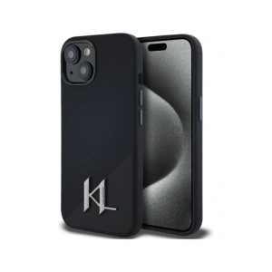 Kup Etui Karl Lagerfeld Silicone Shadow Metal Initial MagSafe do Apple iPhone 15 czarny - KLD21969 - {ean13} - Sklep Home Screen