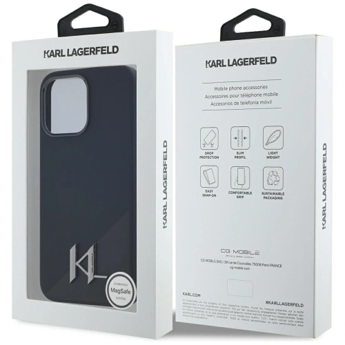 Kup Karl Lagerfeld Silikon Schatten Metall Initial MagSafe Apple iPhone 15 Pro schwarz - KLD21970 - {ean13} - Sklep Home Screen