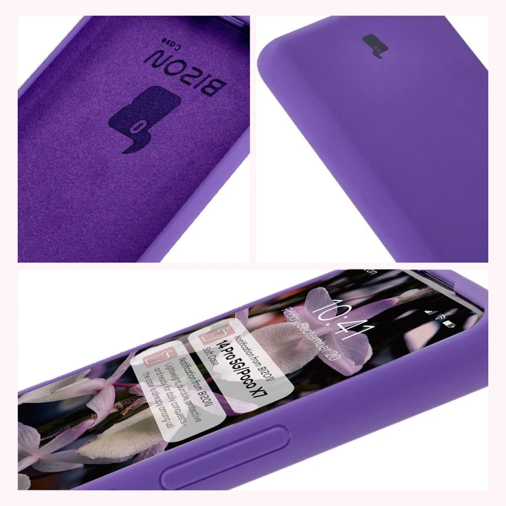 Silikonowe etui Bizon Soft Case do Xiaomi Redmi Note 14 Pro 5G / Poco X7 fioletowe