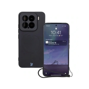 Kup Silikonowe etui z pierścieniem magnetycznym Bizon Case Silicone Magnetic Sq do Xiaomi 15 czarne - BIZ8647 - {ean13} - Sklep Home Screen
