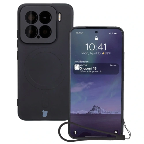 Kup Silikonowe etui z pierścieniem magnetycznym Bizon Case Silicone Magnetic Sq do Xiaomi 15 czarne - BIZ8647 - {ean13} - Sklep Home Screen