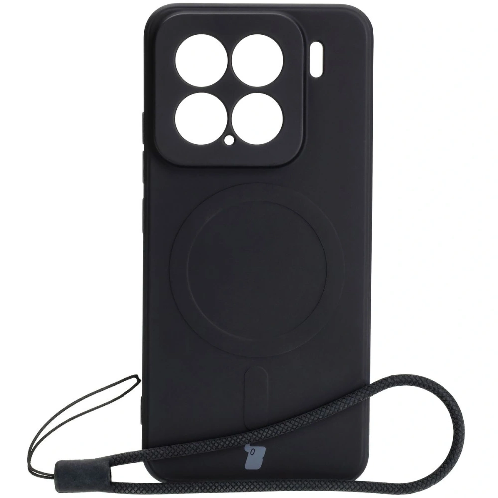 Silikonowe etui z pierścieniem magnetycznym Bizon Case Silicone Magnetic Sq do Xiaomi 15 czarne
