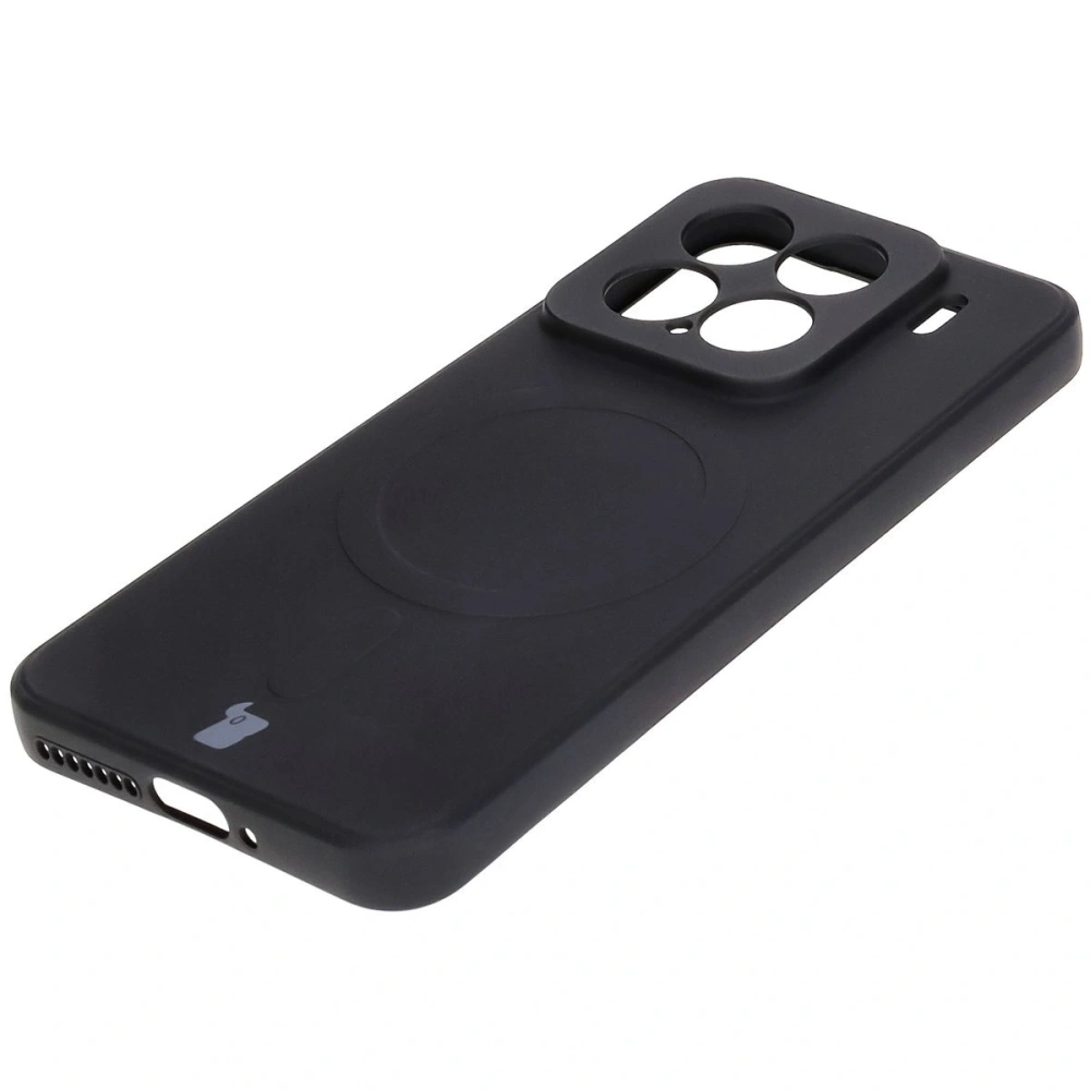 Silikonowe etui z pierścieniem magnetycznym Bizon Case Silicone Magnetic Sq do Xiaomi 15 czarne