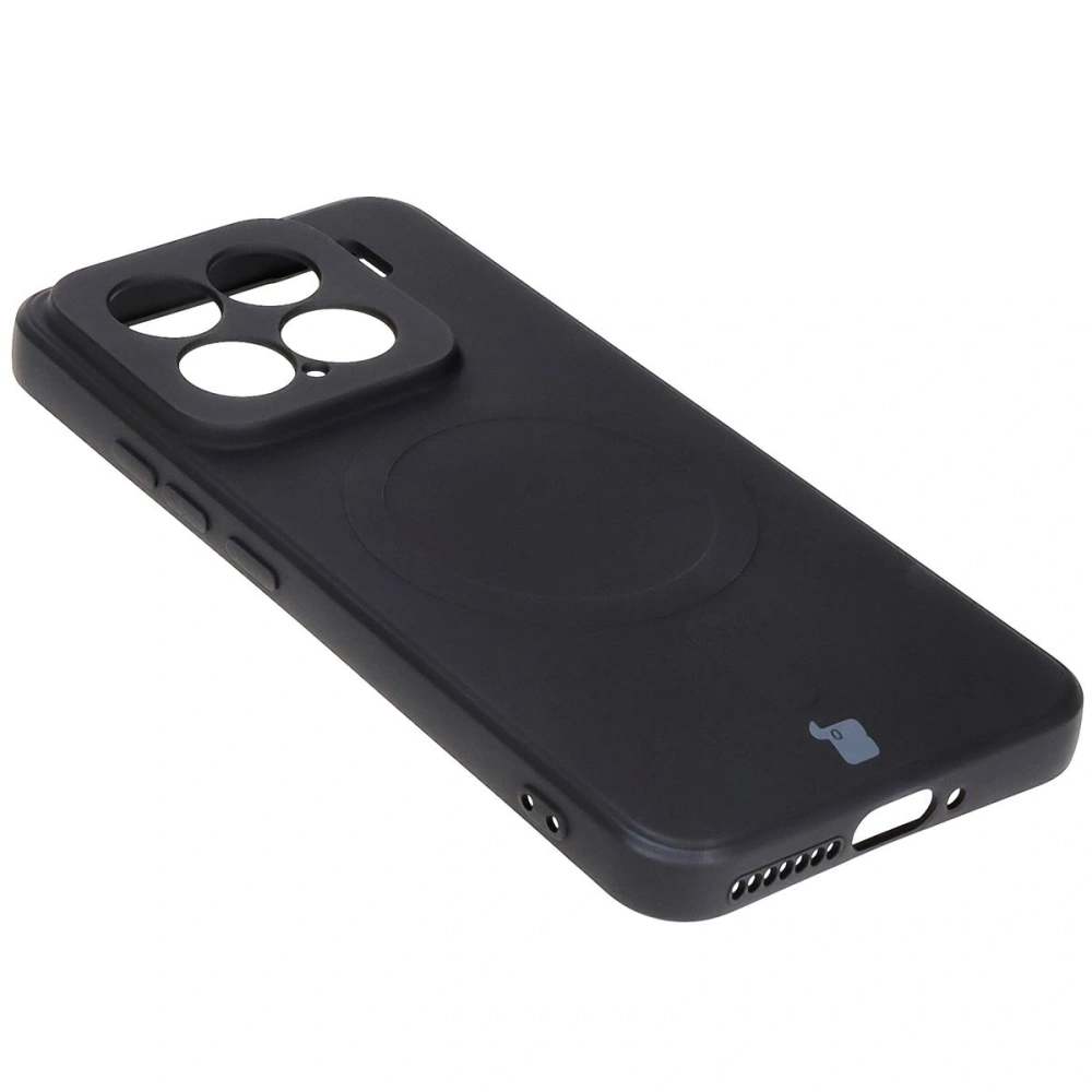 Silikonowe etui z pierścieniem magnetycznym Bizon Case Silicone Magnetic Sq do Xiaomi 15 czarne