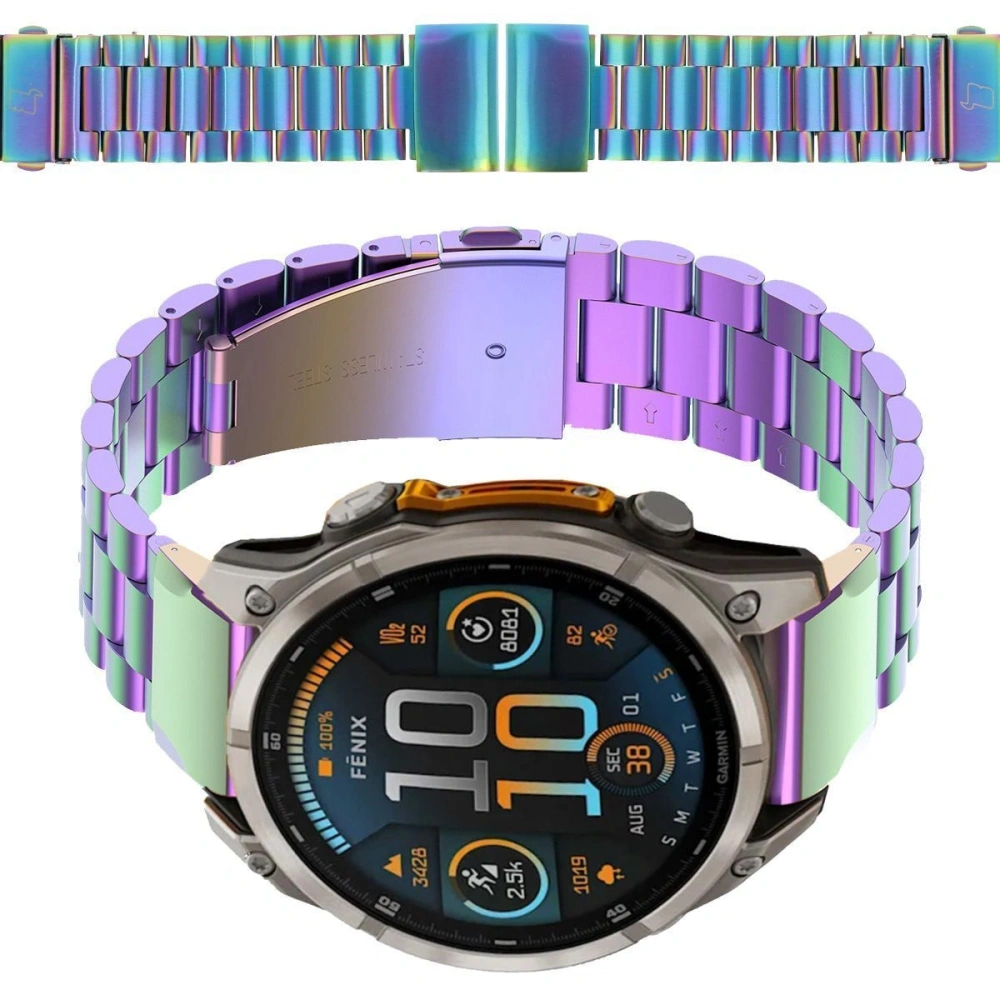 Pasek ze stali nierdzewnej Bizon Strap Watch Aura do Smartwatcha 22 mm tęczowy