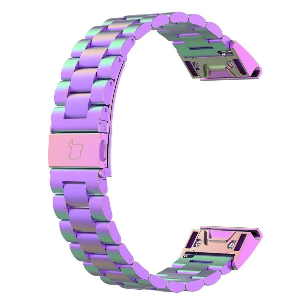 Pasek ze stali nierdzewnej Bizon Strap Watch Aura do Smartwatcha 22 mm tęczowy