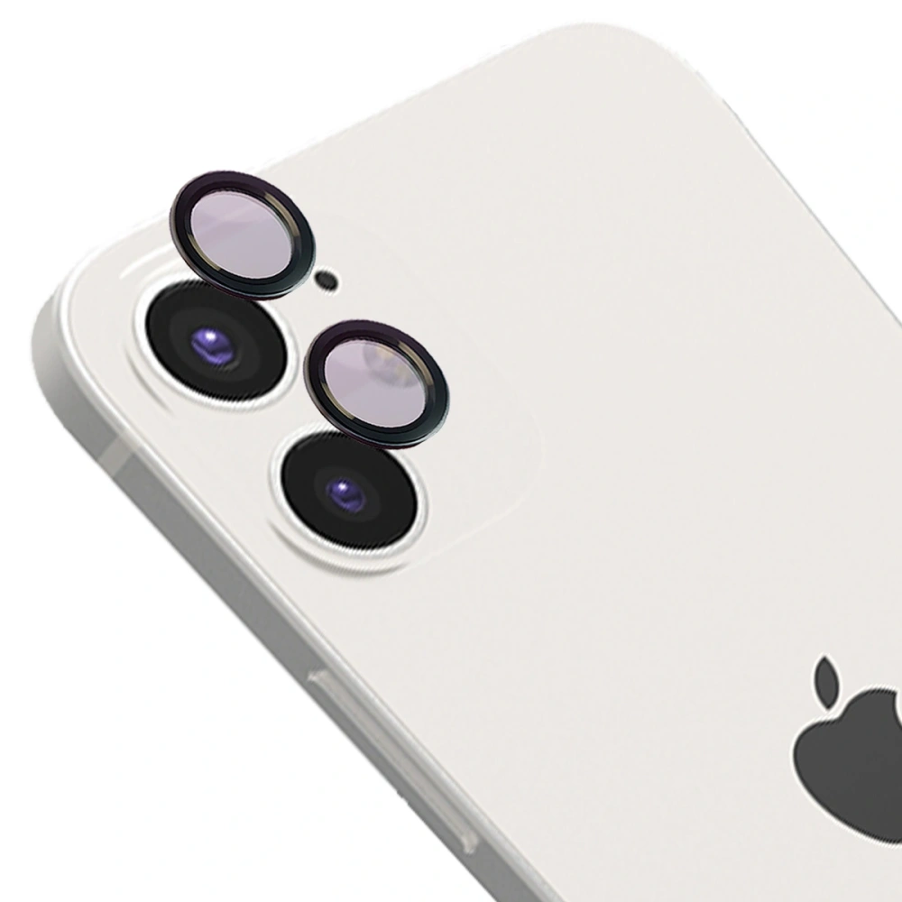 Szkło na aparat z aplikatorem Bizon Glass Snap Lens do Apple iPhone 12 / 12 Mini / 11 czarna ramka