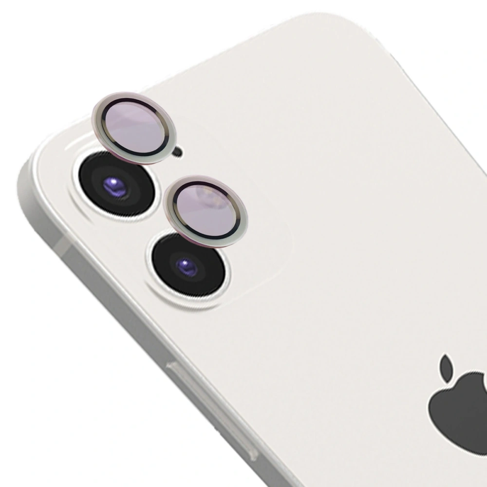 Szkło na aparat z aplikatorem Bizon Glass Snap Lens do Apple iPhone 12 / 12 Mini / 11 srebrna ramka