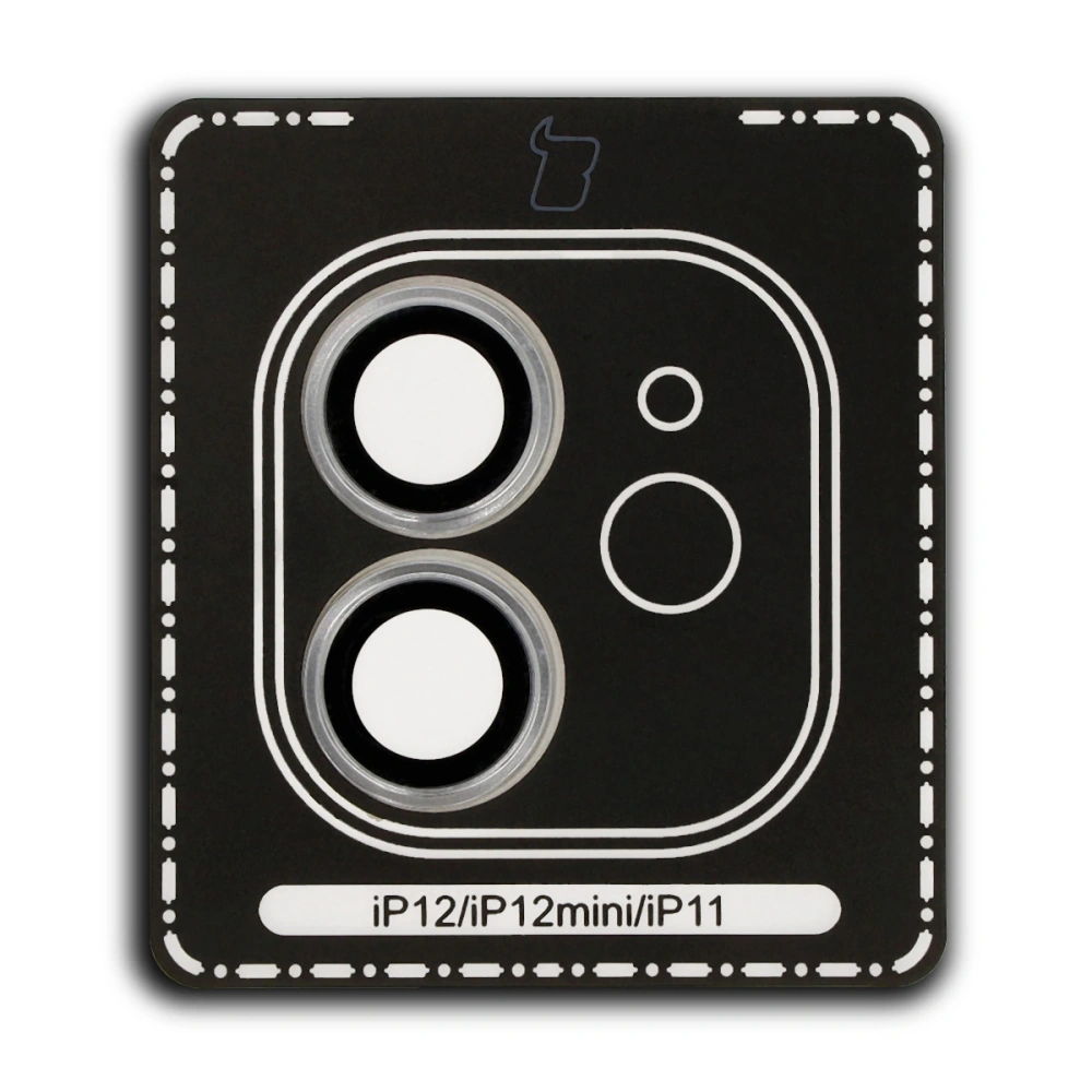 Szkło na aparat z aplikatorem Bizon Glass Snap Lens do Apple iPhone 12 / 12 Mini / 11 srebrna ramka
