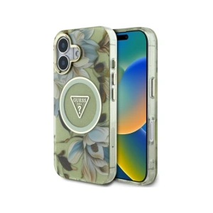 Kup Guess Glitzerblumen Dreieck Knöpfe MagSafe Apple iPhone 16 grün - GUE4419 - {ean13} - Sklep Home Screen