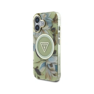 Kup Guess Glitzerblumen Dreieck Knöpfe MagSafe Apple iPhone 16 grün - GUE4419 - {ean13} - Sklep Home Screen