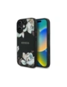 Guess Geprägtes Blumenmuster MagSafe Apple iPhone 16 schwarz