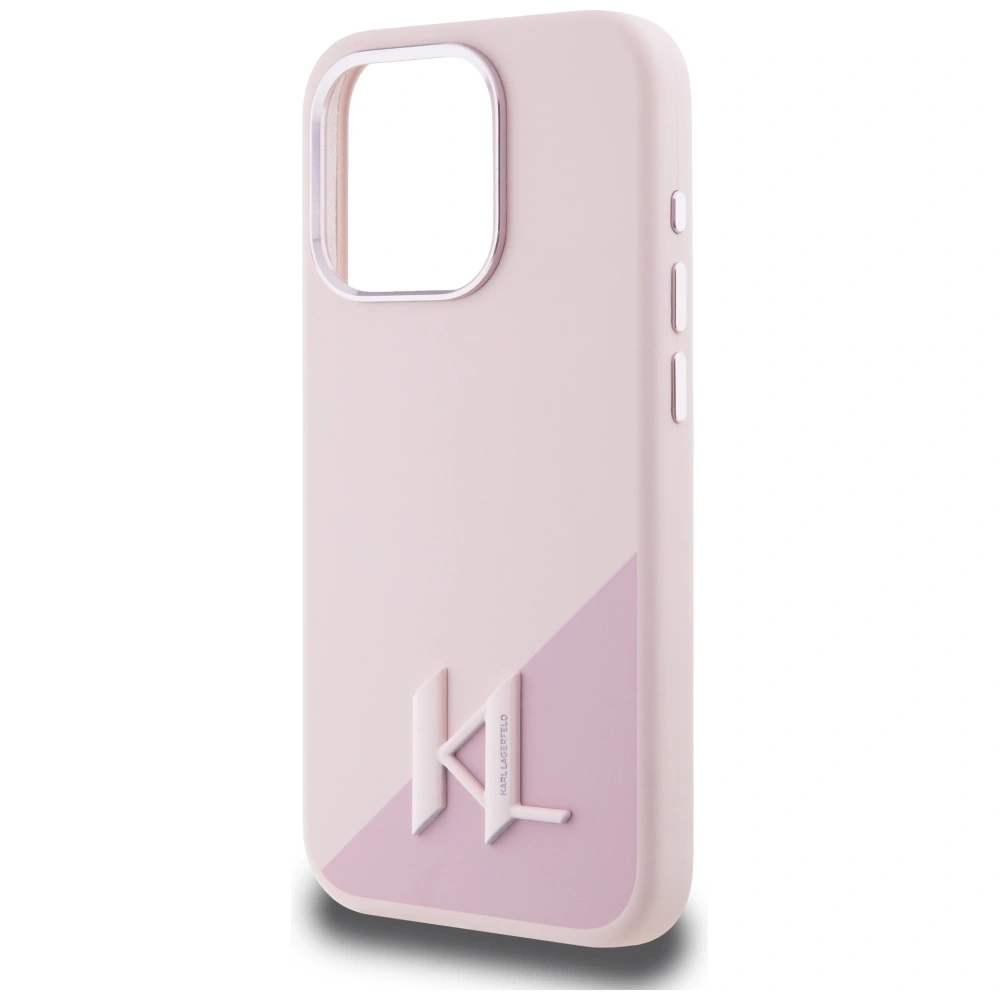 Etui Karl Lagerfeld Silicone Shadow Metal Initial MagSafe do Apple iPhone 15 Pro Max różowy