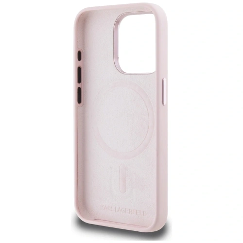 Kup Karl Lagerfeld Silikon Schatten Metall Initial MagSafe Apple iPhone 15 Pro rosa - KLD21973 - {ean13} - Sklep Home Screen
