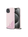 Etui Karl Lagerfeld Silicone Shadow Metal Initial MagSafe do Apple iPhone 15 różowy