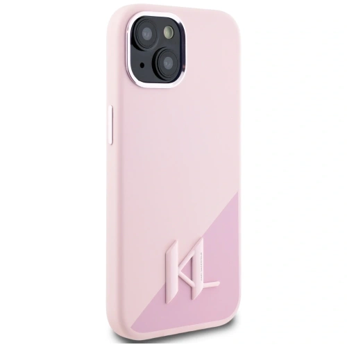 Kup Karl Lagerfeld Silikonový stín Metalická iniciála MagSafe Apple iPhone 15 růžový - KLD21974 - {ean13} - Sklep Home Screen