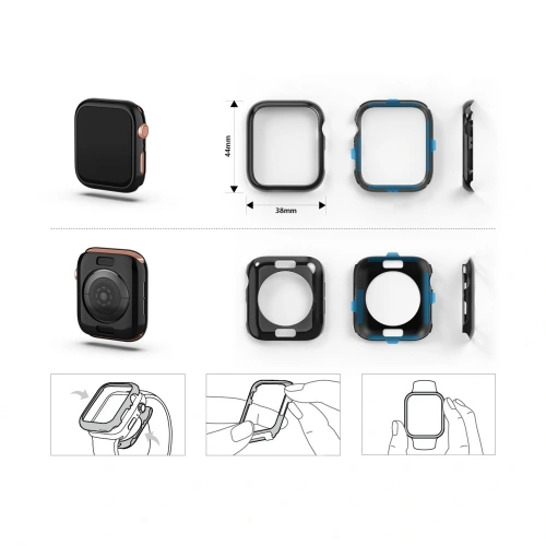 Kup Überzug Ringke Full Frame Styling Apple Watch 4/5/6/7/8/9/SE 44/45mm Edelstahl Schwarz AW4-44-72 - RGK1185BLK - {ean13} - Sklep Home Screen