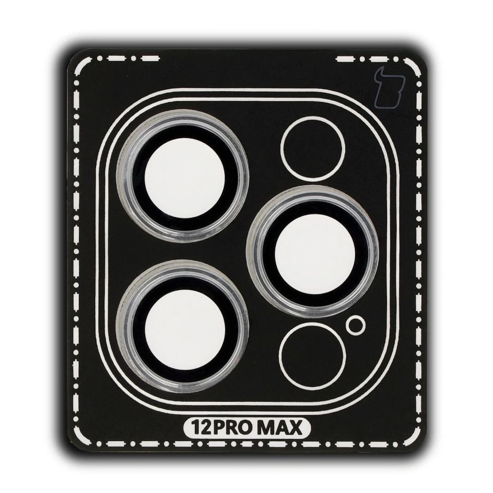 Szkło na aparat z aplikatorem Bizon Glass Snap Lens do Apple iPhone 12 Pro Max srebrna ramka