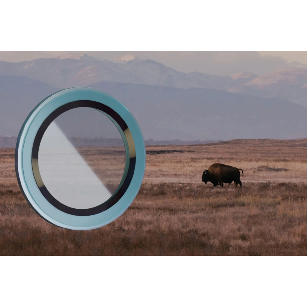 Szkło na aparat z aplikatorem Bizon Glass Snap Lens do Apple iPhone 16 / 16 Plus turkusowa ramka