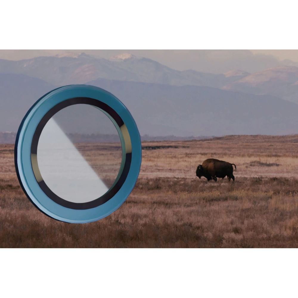 Szkło na aparat z aplikatorem Bizon Glass Snap Lens do Apple iPhone 12 Pro / 11 Pro / 11 Pro Max morska ramka