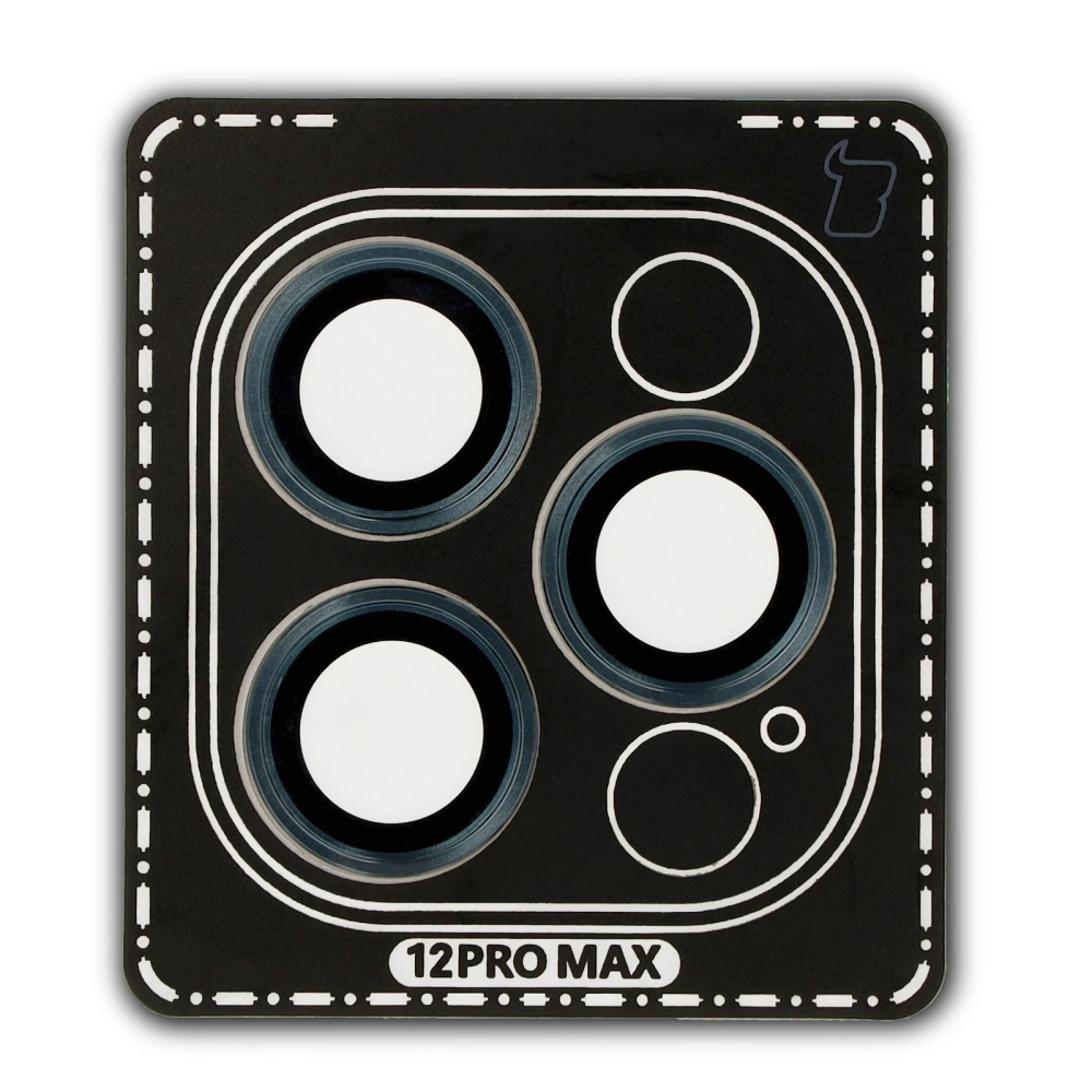 Szkło na aparat z aplikatorem Bizon Glass Snap Lens do Apple iPhone 12 Pro Max morska ramka