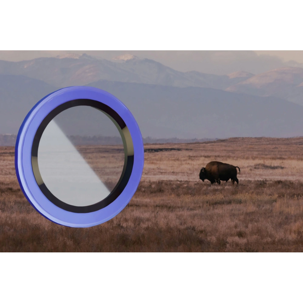 Szkło na aparat z aplikatorem Bizon Glass Snap Lens do Apple iPhone 16 / 16 Plus niebieska ramka