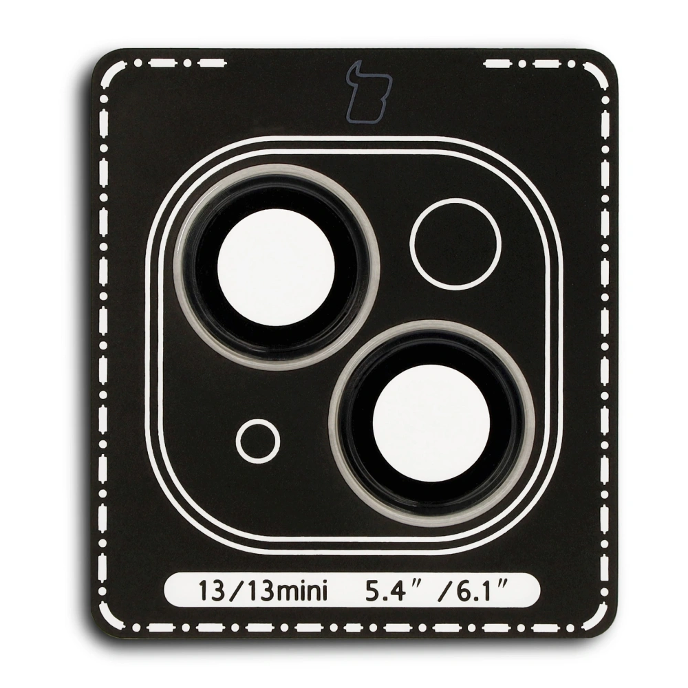 Szkło na aparat z aplikatorem Bizon Glass Snap Lens do Apple iPhone 13 / 13 Mini czarna ramka