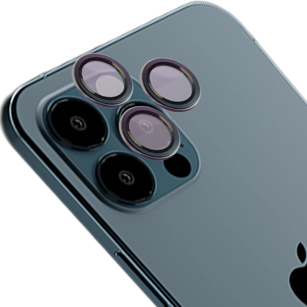 Szkło na aparat z aplikatorem Bizon Glass Snap Lens do Apple iPhone 12 Pro Max szara ramka