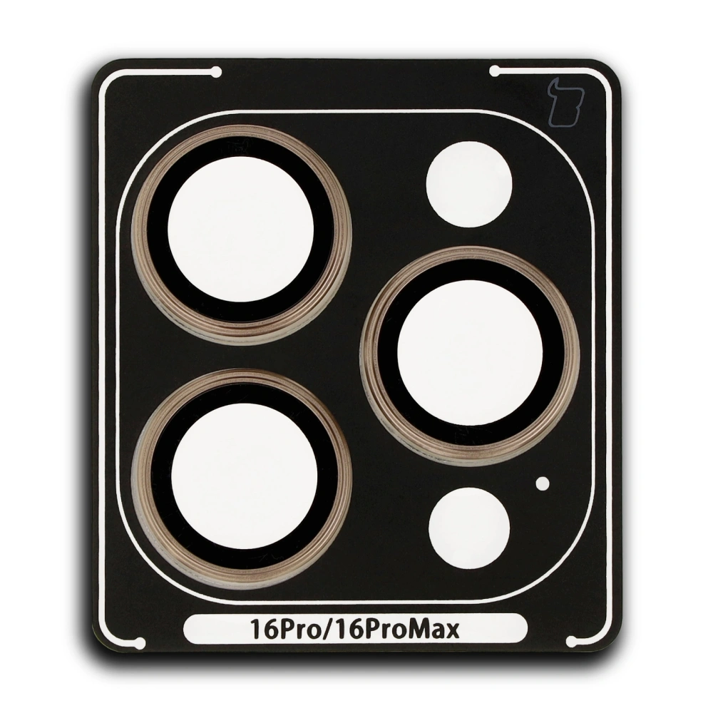 Szkło hartowane na aparat z aplikatorem Bizon Glass Snap Lens do Apple iPhone 16 Pro / 16 Pro Max beżowa ramka