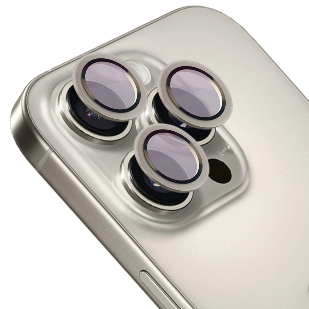 Szkło hartowane na aparat z aplikatorem Bizon Glass Snap Lens do Apple iPhone 16 Pro / 16 Pro Max szara ramka