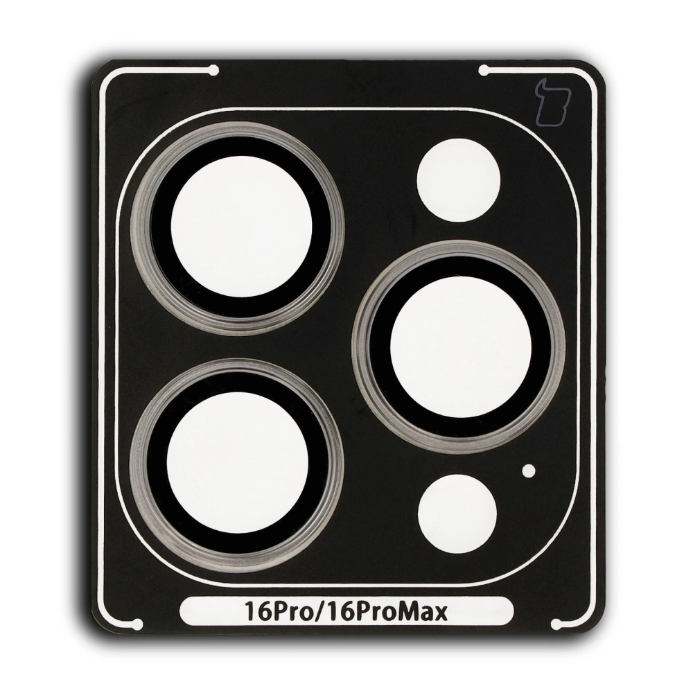 Szkło hartowane na aparat z aplikatorem Bizon Glass Snap Lens do Apple iPhone 16 Pro / 16 Pro Max szara ramka