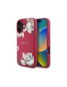 Etui Guess Grained Printed Flower Pattern MagSafe do Apple iPhone 16 fuksja