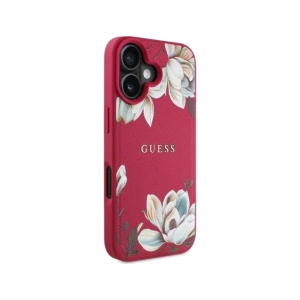 Kup Guess Grained Printed Flower Pattern MagSafe Apple iPhone 16 fukszia - GUE4421 - {ean13} - Sklep Home Screen