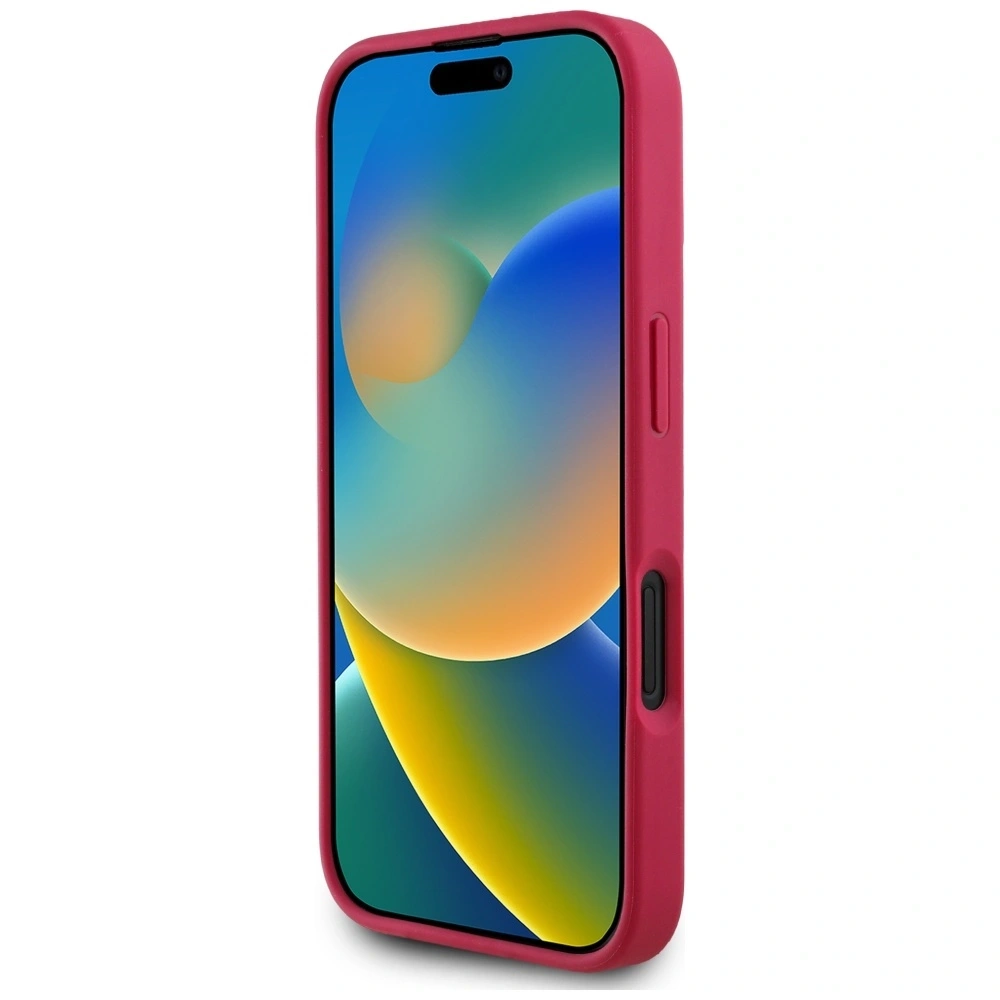 Etui Guess Grained Printed Flower Pattern MagSafe do Apple iPhone 16 fuksja