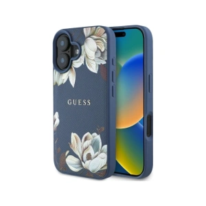Kup Guess Geprägtes Blumenmuster MagSafe Apple iPhone 16 blau - GUE4422 - {ean13} - Sklep Home Screen