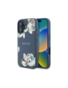 Guess Grained Printed Flower Pattern MagSafe Apple iPhone 16 blue