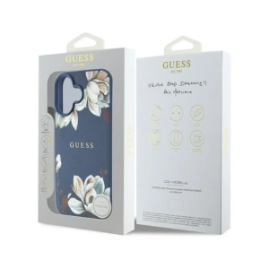 Kup Guess Grained Printed Flower Pattern MagSafe Apple iPhone 16 kék - GUE4422 - {ean13} - Sklep Home Screen