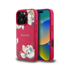 Kup Etui Guess Grained Printed Flower Pattern MagSafe do Apple iPhone 16 Pro fuksja - GUE4424 - {ean13} - Sklep Home Screen