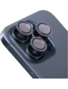 Bizon skleněná snap čočka iPhone 15 Pro / 15 Pro Max modrý rámeček