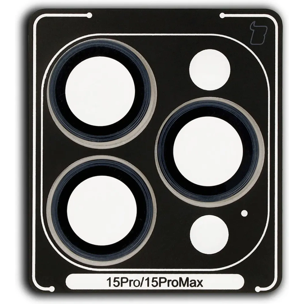 Szkło na aparat z aplikatorem Bizon Glass Snap Lens do iPhone 15 Pro / 15 Pro Max niebieska ramka