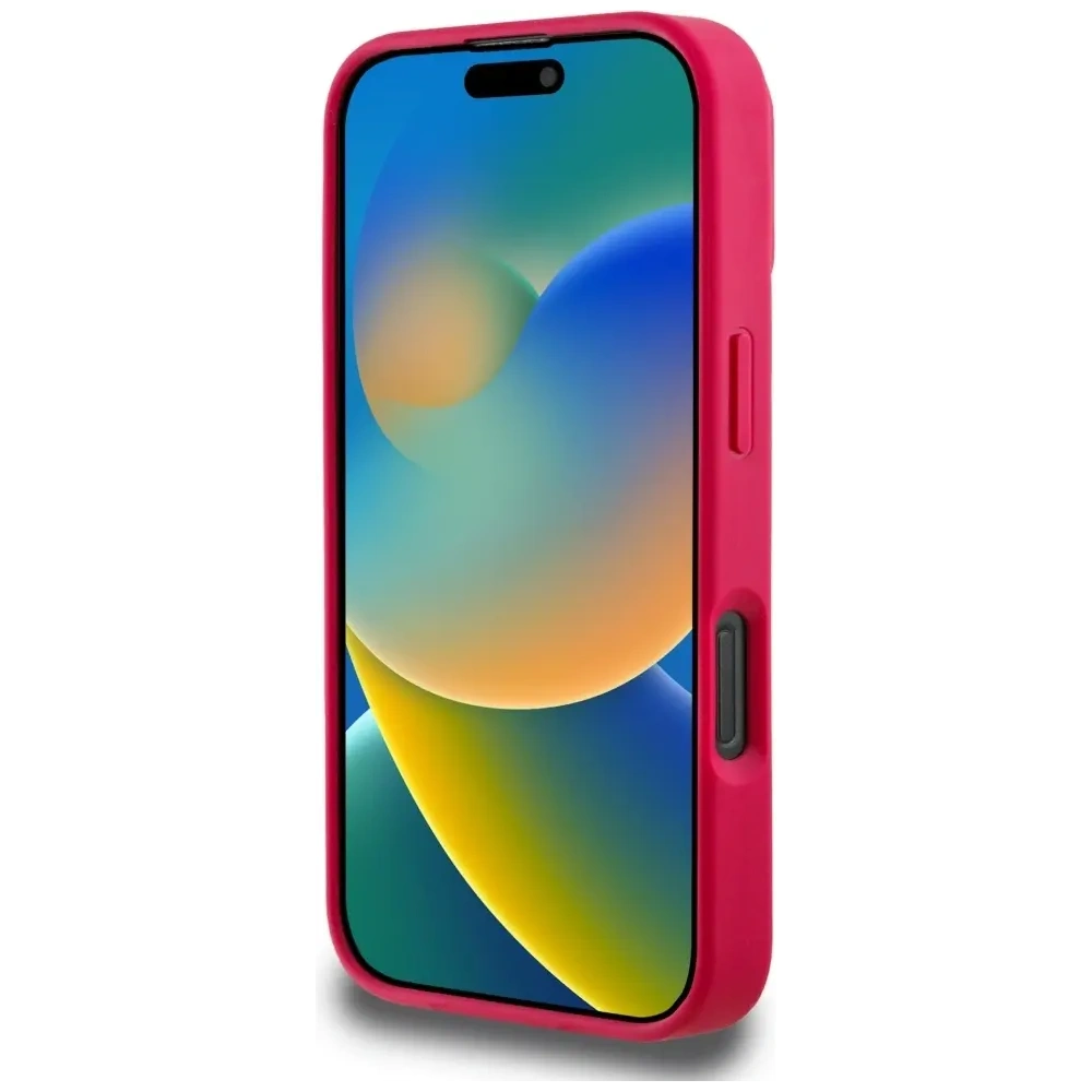 Etui Guess Grained Printed Flower Pattern MagSafe do Apple iPhone 16 Pro Max fuksja