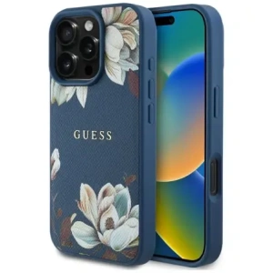Kup Guess Geprägtes Blumenmuster MagSafe Apple iPhone 16 Pro Max blau - GUE4427 - {ean13} - Sklep Home Screen
