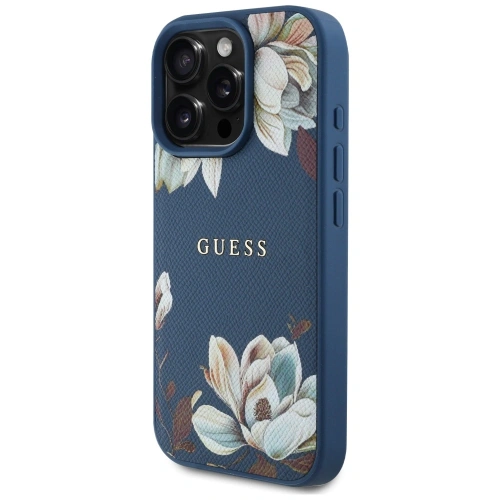 Kup Guess Grained Printed Flower Pattern MagSafe Apple iPhone 16 Pro kék - GUE4429 - {ean13} - Sklep Home Screen