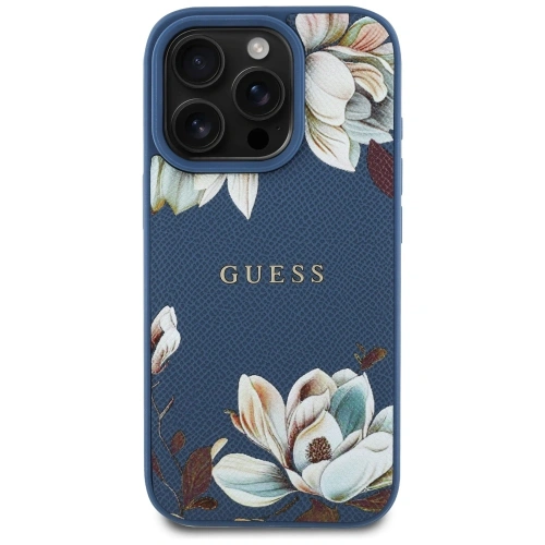 Kup Guess Grained Printed Flower Pattern MagSafe Apple iPhone 16 Pro kék - GUE4429 - {ean13} - Sklep Home Screen