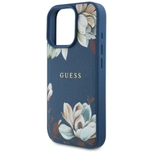 Kup Etui Guess Grained Printed Flower Pattern MagSafe do Apple iPhone 16 Pro niebieski - GUE4429 - {ean13} - Sklep Home Screen
